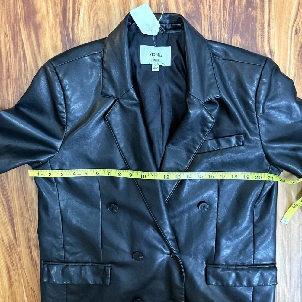 Anthropologie Pistola Black Faux Leather Blazer